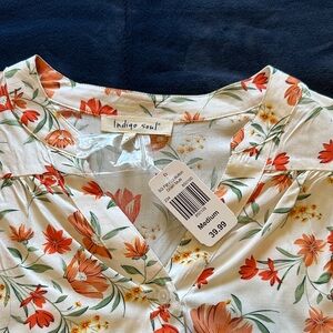 Indigo Soul Floral Blouse - White and Orange